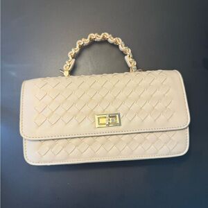 Elegant Cream Woven Handbag